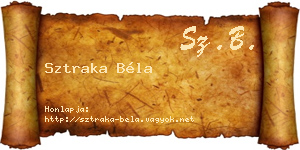 Sztraka Béla névjegykártya